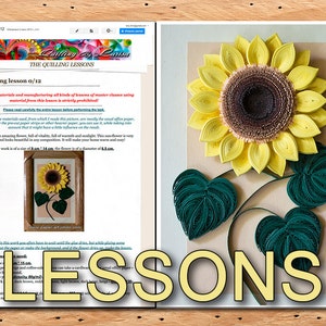 Two Quilling Lessons Demo PDF Art Tutorial Digital Book Sunflower Flowers Leaves Yellow flowers Pink bells Tutorial in handmade. image 1