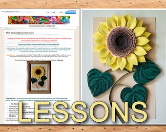 Two Quilling Lessons Demo PDF Art Tutorial  Digital Book - Sunflower Flowers Leaves Yellow flowers Pink bells Tutorial in handmade.