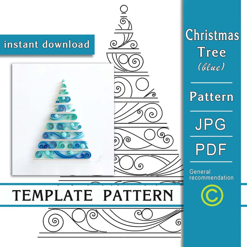 Christmas Tree / Quilling paper art / ONLY Template / ONLY Pattern / General recommendations with a video with subtitles / Instant download image 1