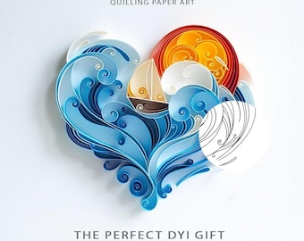 Sailor's Heart (L9) Quilling Paper Art Template, Pattern (PDF, JPG, Instant Download)