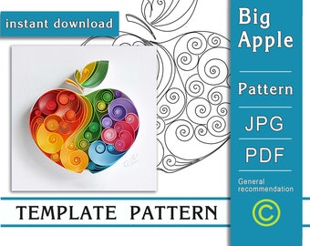 Big apple / Quilling paper art / ONLY Template / ONLY Pattern / General recommendations with a video with subtitles / Instant download