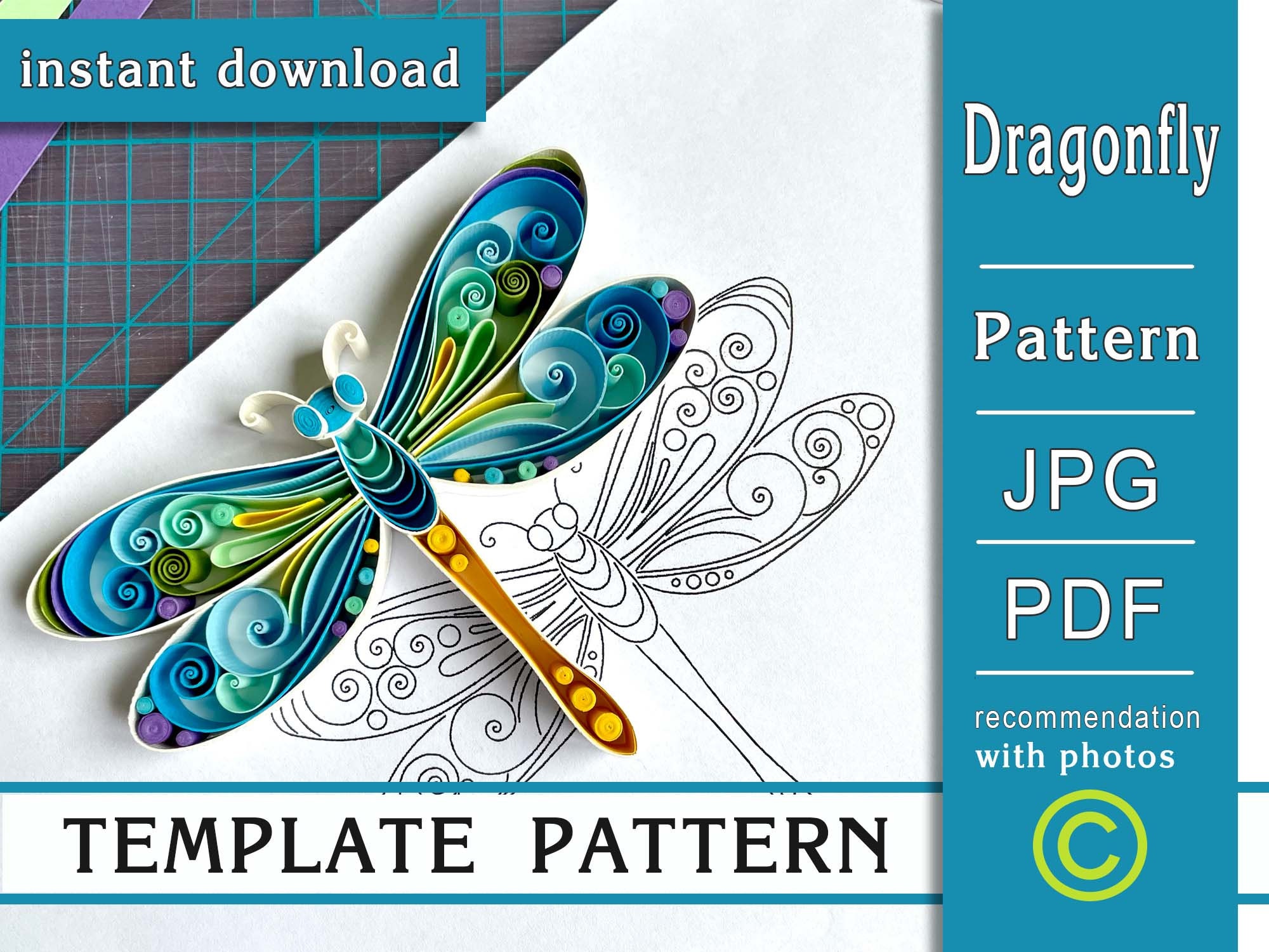 Dragonfly/ Quilling Art/ Paper Craft/ Template/ Pattern Etsy Canada