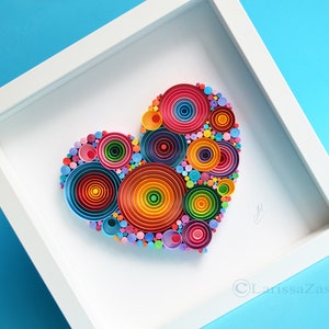 1st Anniversary gift, Quilling art, Heart, Paper art, Art , Love, Wedding, Handmade, Framed, Wall Decor, Design, Gift Artwork