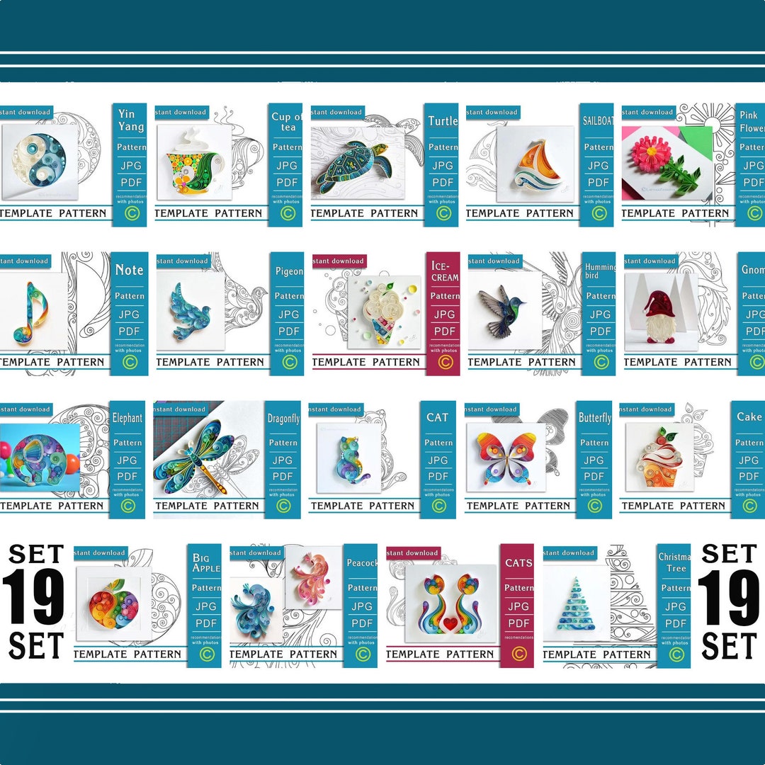 Set 19 Templates / Quilling Paper Art / ONLY 19 Templates / ONLY 19 ...