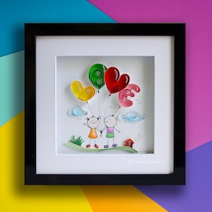 I will give you love / Quilling paper art / Framed art / Wall paper art / Gift for birthday, wedding, anniversary