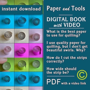 Quilling paper art, Digital book / Tutorial / Video / Paper and Tools