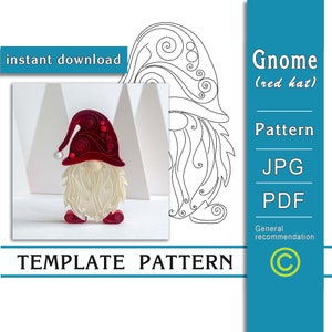 Gnomo (cappello rosso) / Arte della carta / Quilling / SOLO modello / SOLO schema / Download immediato / (6/12)