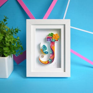J - Quilling wall paper art - Letter J - Paper art - Personalized Monogram Gift - Birthday gift - Handmade - Custom - Gift for girl