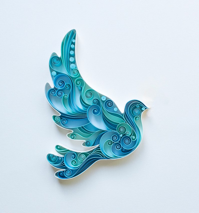 Pigeon / Bird / Quilling paper art / Framed art / Home wall decor image 1