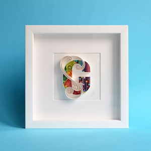 D - Arte de papel de pared Quilling, Monograma, Personalizado, Personalizado, Enmarcado, Arte de quilling de regalo, Decoración del hogar, Regalo de cumpleaños