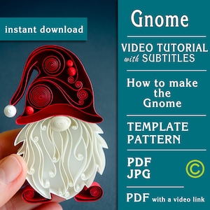Gnome チュートリアル クイリングペーパーアート | ビデオ | ステップバイステップ | テンプレート | すぐにダウンロード