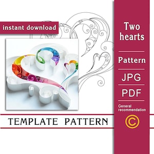 Hearts / Quilling paper art / ONLY Template / ONLY Pattern / General recommendations with a video with subtitles / Instant download