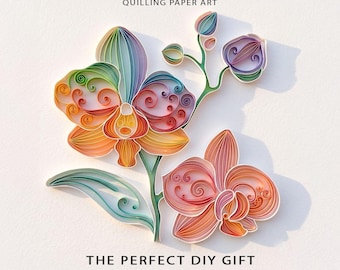 Orchid Flower Quilling Pattern Paper Art Template | Digital Download | 7/22