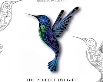 Hummingbird Quilling Template, Paper Art Pattern (PDF JPG Instant Download) 0/12