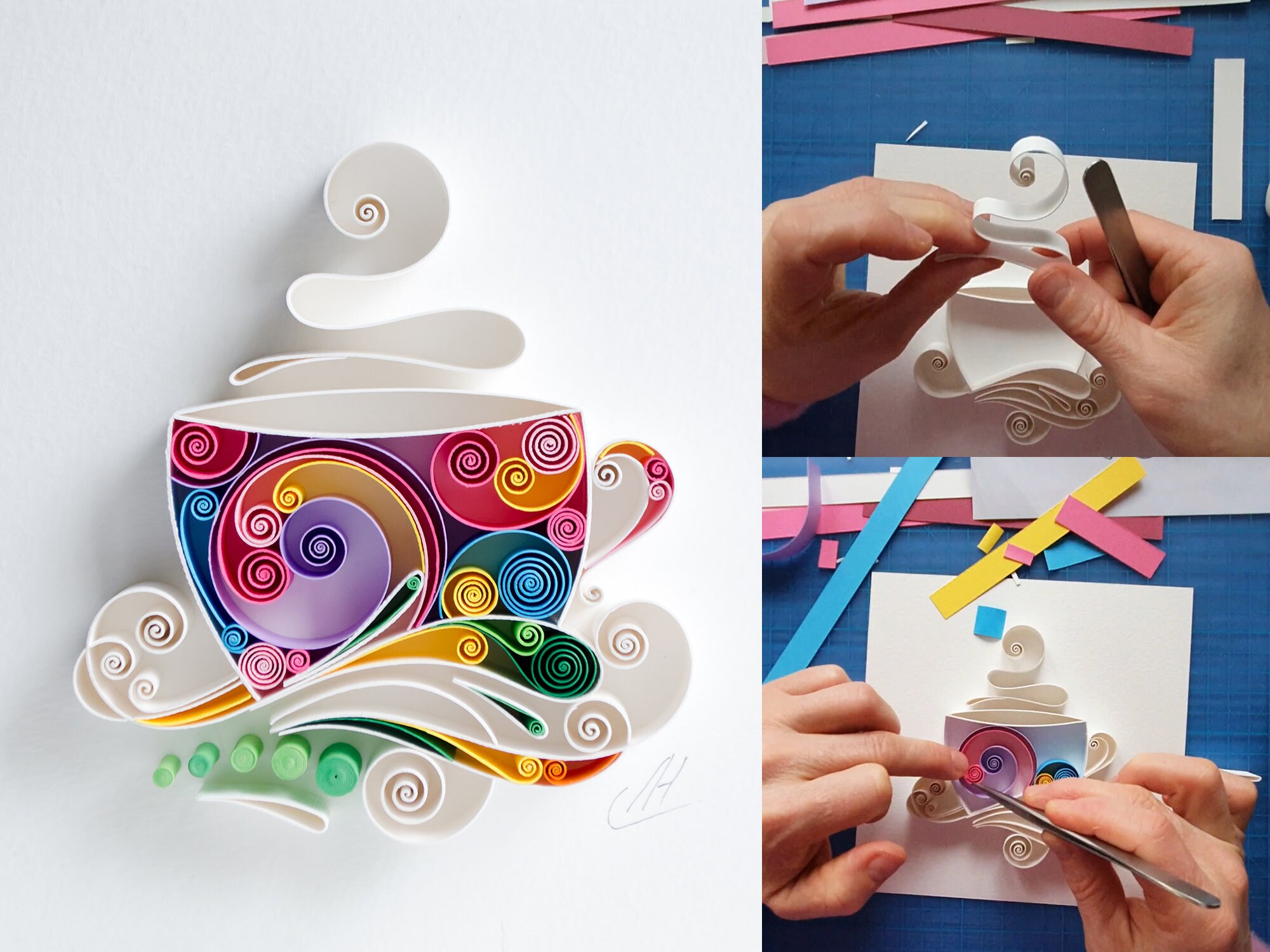 How to Make a Cup of Coffee / Quilling Paper Art / Video Etsy