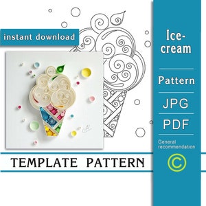 Gelato / Arte della carta quilling / SOLO modello / SOLO schema / Consigli generali con un video con sottotitoli / Download immediato / (0/66)
