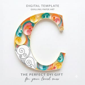 Quilling Initial C Template: Paper Monogram Pattern (Digital PDF & JPG Download) 5/66