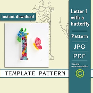 Mariposa / Arte en papel quilling / SOLO Plantilla / SOLO Patrón / Recomendaciones generales con video con subtítulos / Descarga instantánea / (9/32)