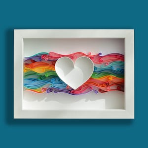 Regalo per il 1° anniversario - Pronto per la spedizione, Regalo per lei, Regalo per lui, Arte con carta quilling - Cuore, Arte dell'amore, Regalo di nozze, Incorniciato, Decorazione da parete