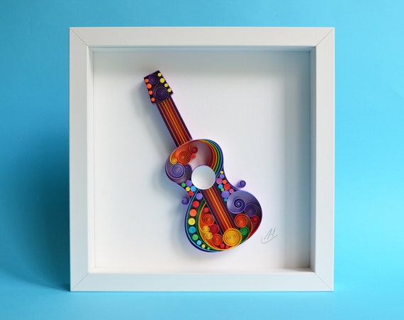 Guitar, Quilling Wall Art, Guitar Framed Art, Birthday Gift