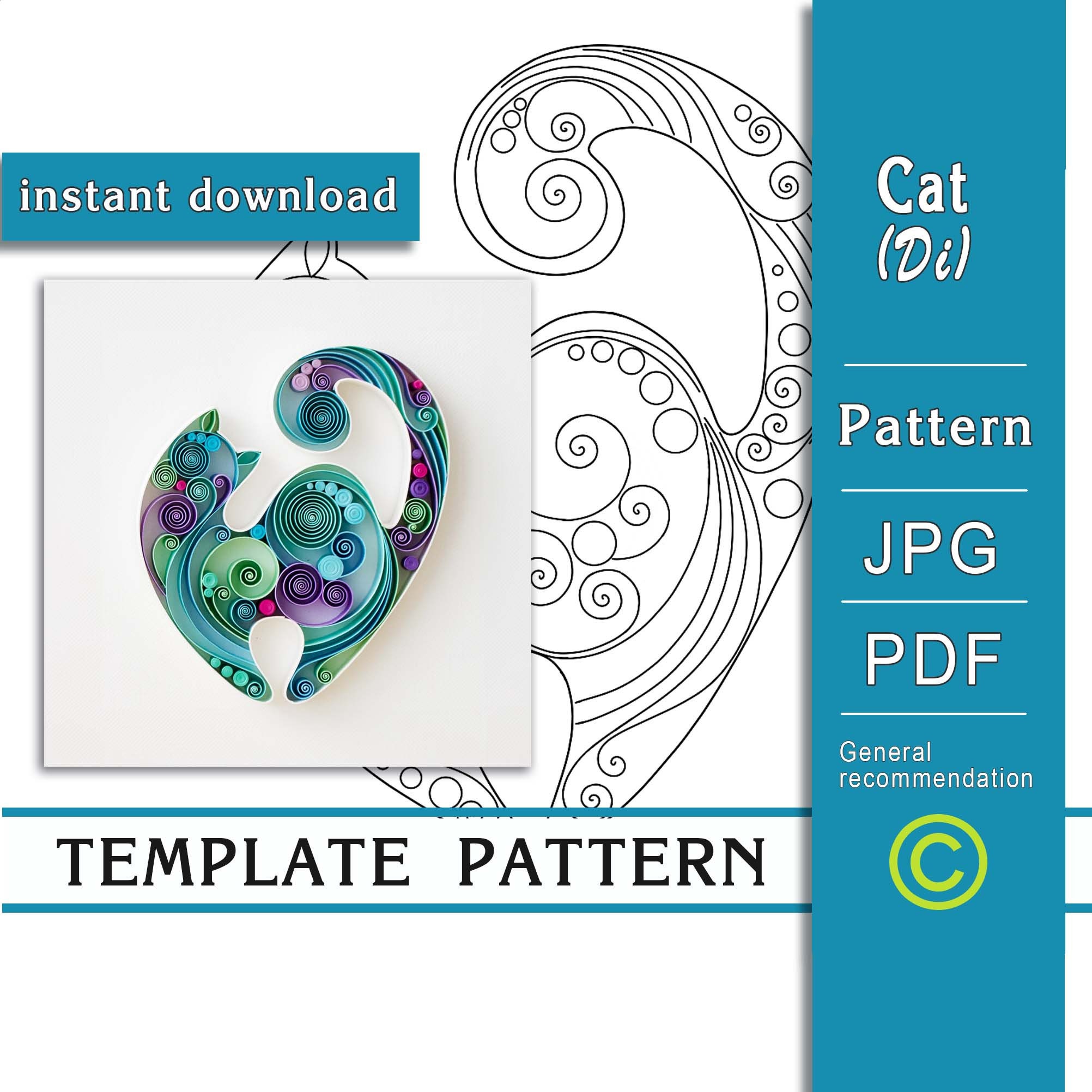 Quilled Cat / Quilling Paper Art / ONLY Template / ONLY Pattern / General  Recommendations With a Video With Subtitles / Instant Download 