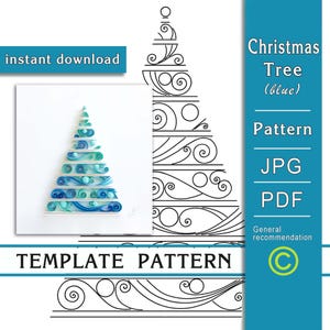 Sapin de Noël/ Art sur papier quilling/ Modèle UNIQUEMENT/ Motif UNIQUEMENT/ Recommandations générales avec une vidéo sous-titrée/Téléchargement instantané/(07/06)