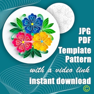 Flowers / Quilling paper art / Template / Pattern / with a video link / Instant download / (5/06)