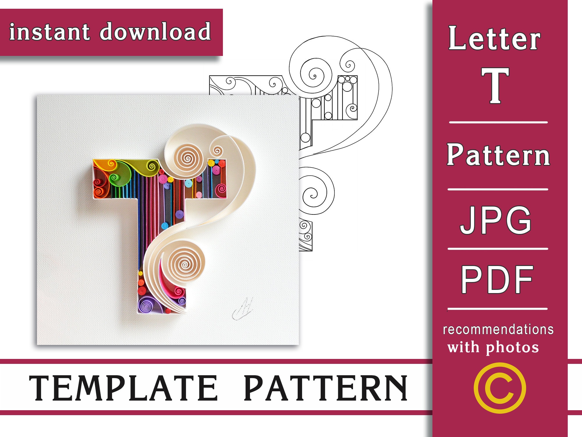 Letter T Pattern How to make Template instant download | Etsy