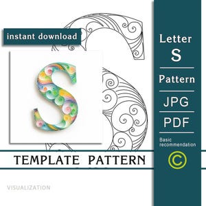 S/ Arte de papel quilling / SÓLO Plantilla / SÓLO Patrón / Recomendaciones generales con video con subtítulos / Descarga instantánea / (9/88)