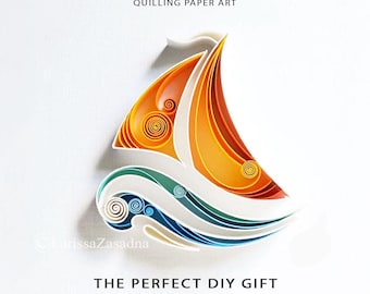 Sailboat (O6) Quilling Template Digital Pattern for Paper Art Wall Decor (Digital Download)