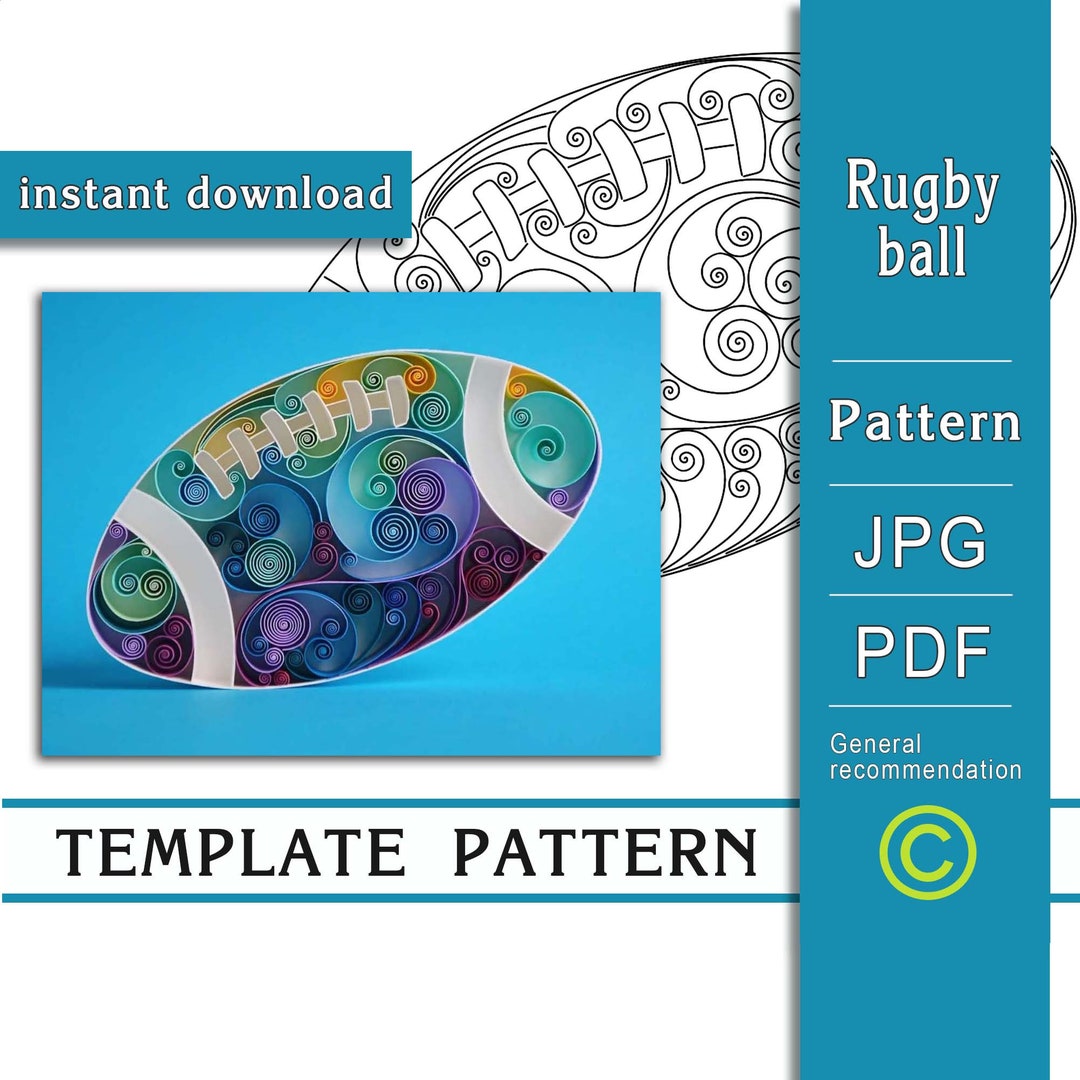 Rugby Ball / Quilling Paper Art/ ONLY Template / ONLY Pattern / General ...