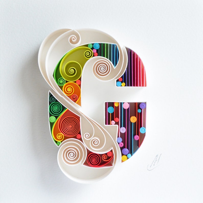 Letter J Quilling Wall Paper Art Custom Framed Monogram | Etsy UK