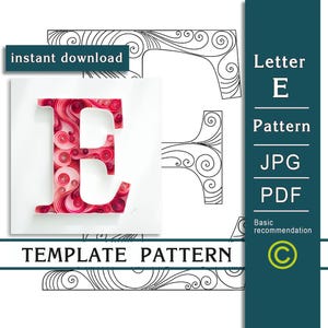 E / Arte de papel quilling / SOLO Plantilla / SOLO Patrón / Recomendaciones generales con video con subtítulos / Descarga instantánea / (5/10)