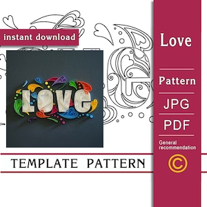 Amore / Arte della carta quilling / SOLO modello / SOLO schema / Download immediato / (0/48)