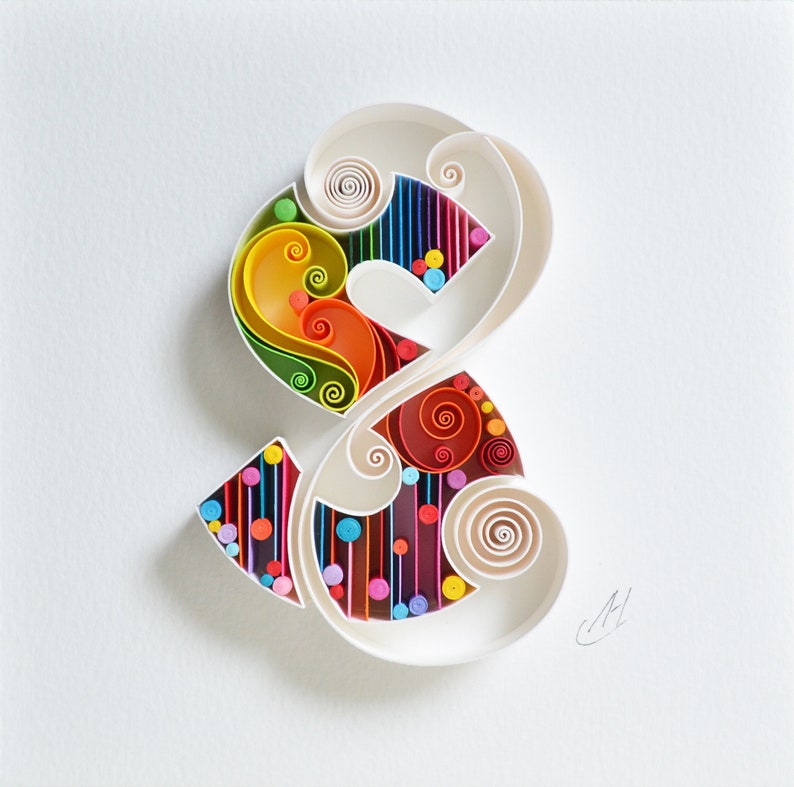 Letter S Quilling wall paper art, Framed, Monogram, Personalised gift, Home decor image 2