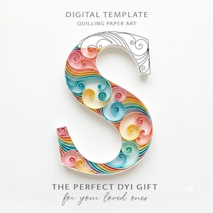 Quilling Initial S Template, Colorful Paper Art Monogram (Digital Download) 9/88