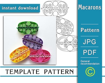 Macarons / Quilling paper art / ONLY Template / ONLY Pattern / General recommendations with a video with subtitles / Instant download