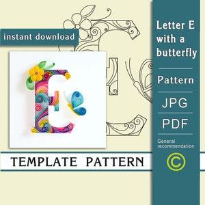 Paper Cut Template. Decorative Letter E, SVG File. Instant