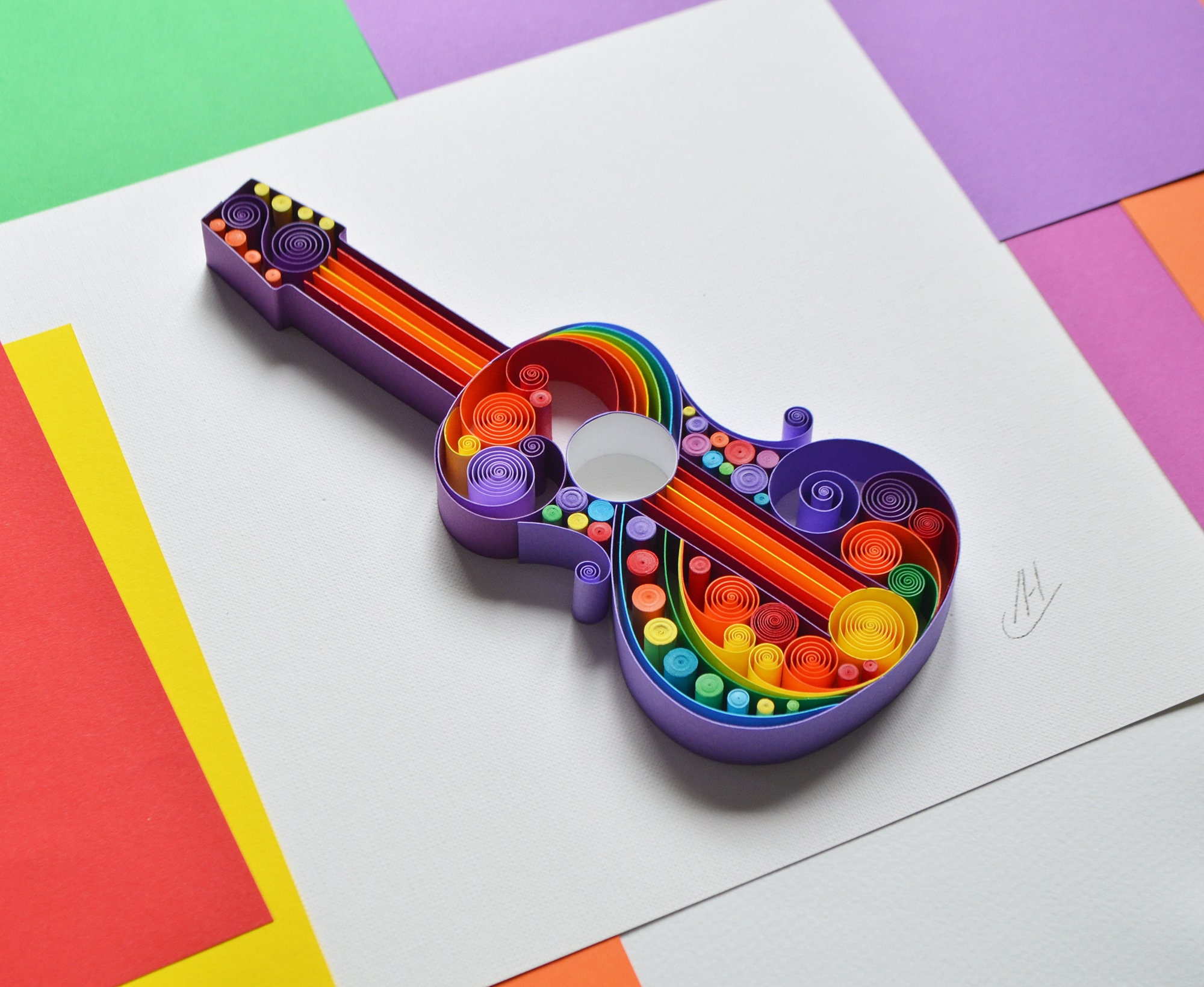 Guitare quilling wall art Guitare art encadré cadeau Etsy