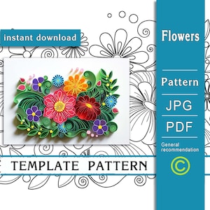 Quilled flowers / Quilling paper art / ONLY Pattern / ONLY Template / Instant download / (3/0)
