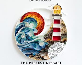 Lighthouse (O12) Paper Quilling Template | Nautical DIY Wall Art Digital Pattern | Instant Download