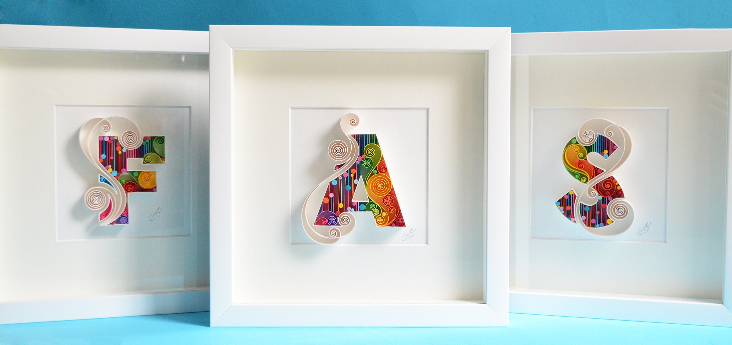 S – Quilled paper art – Letter S – Quilling paper art – Framed