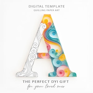 Quilling Letter A Template – Colorful Paper Monogram Pattern – Digital PDF & JPG – DIY Craft Idea –Quilling Design – Instant Download (5/58)