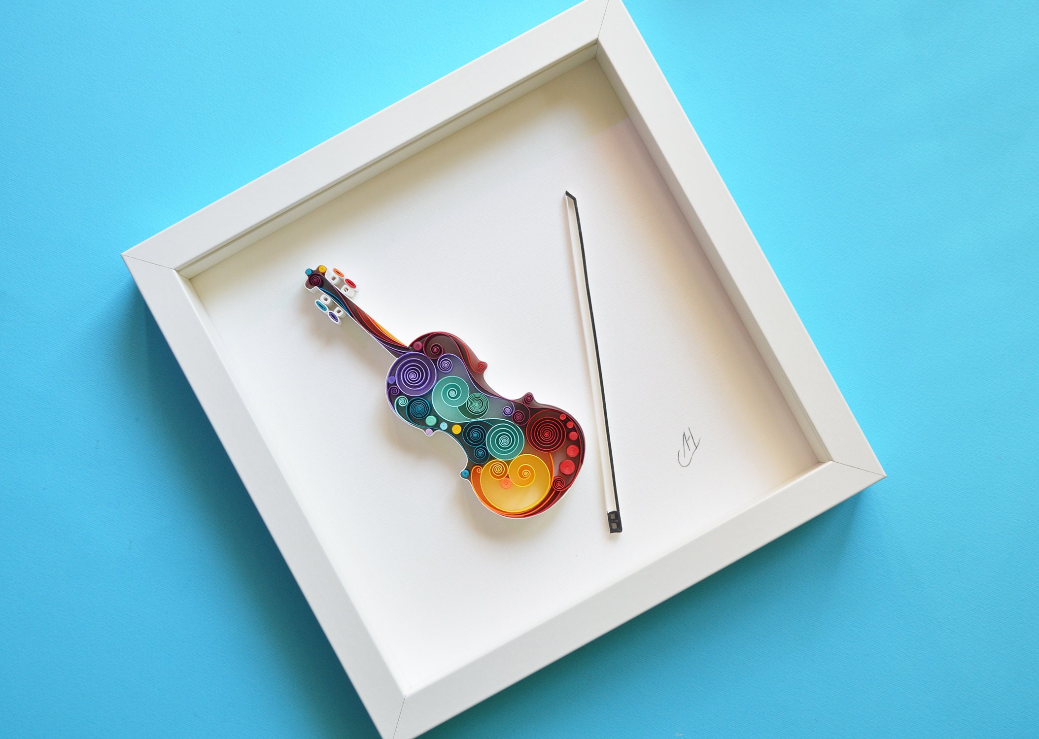 Violin Quilling Paper Art Framed Birthday Gift Musician Etsy