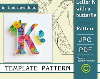 K butterfly / Quilling paper art/ ONLY Template / ONLY Pattern / General recommendations with video with subtitles / Instant download (9/01)