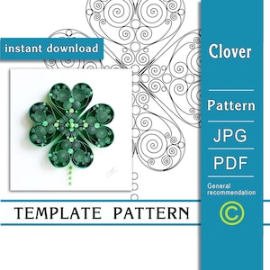Clover / Shamrock / Quilling paper art / ONLY Template / ONLY Pattern/ General recommendations with a video with subtitles  Instant download