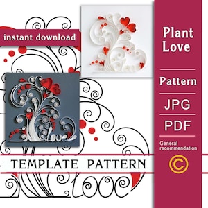 Tree of love / Quilling paper art / Template / Pattern / Instant download