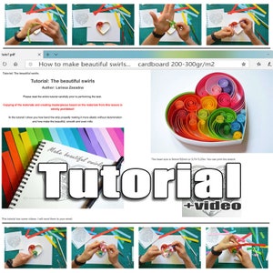 Tutorial, Quilling / Beautiful swirls / Heart /  Step by step / Digital book / Pattern