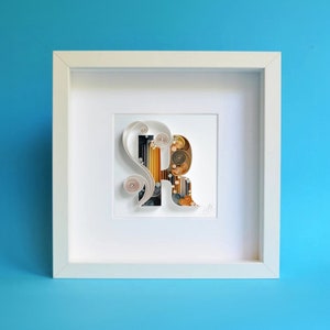 Lettera R, arte della carta da parati Quilling, monogramma, incorniciato, personalizzato, design, decorazione, regalo di compleanno