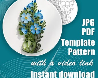 Sjabloon filigraan vlasbloem | DIY-zelfstudie papieren bloemenkunst (PDF JPG-patroon) 5/06